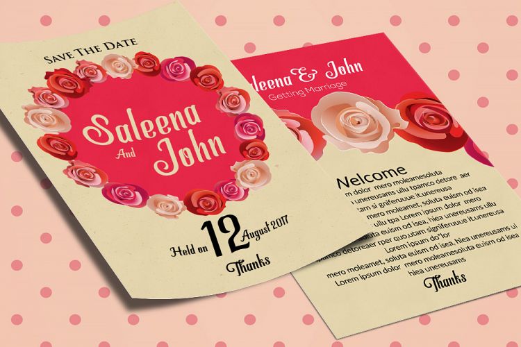 Double Sided Wedding Invitation Card