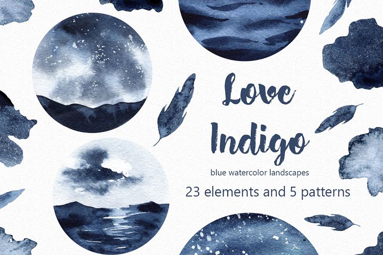 Love Indigo watercolor clipart Nature watercolor clipart