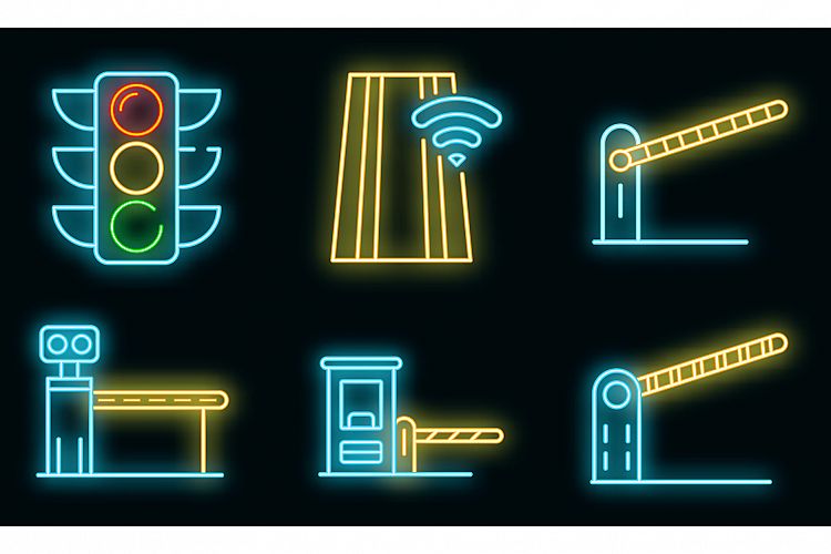 Toll road icons set vector neon example image 1