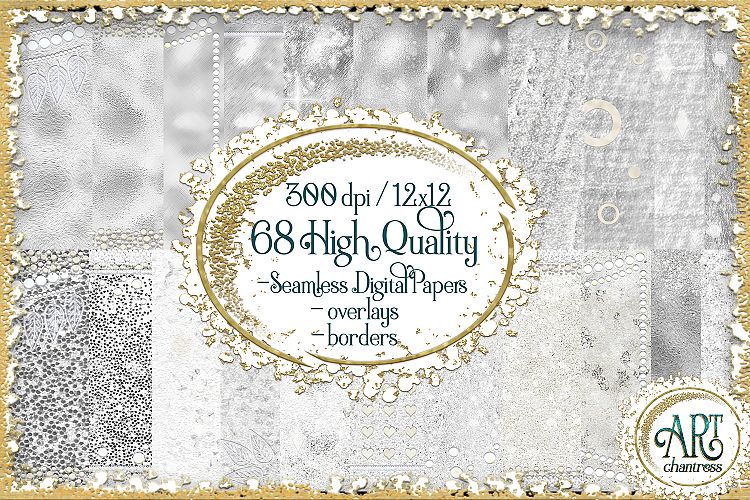 Pearl White glitter DIGITAL PAPERSSeamless,BORDERS,OVERLAY