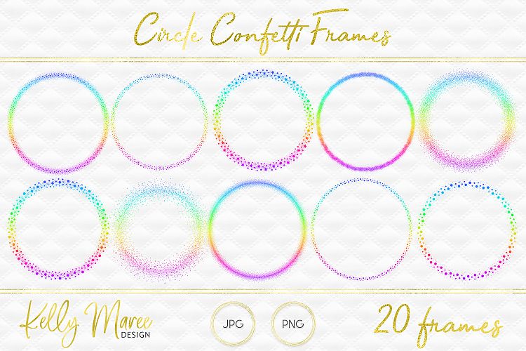 Bright Rainbow Circle Confetti Frames