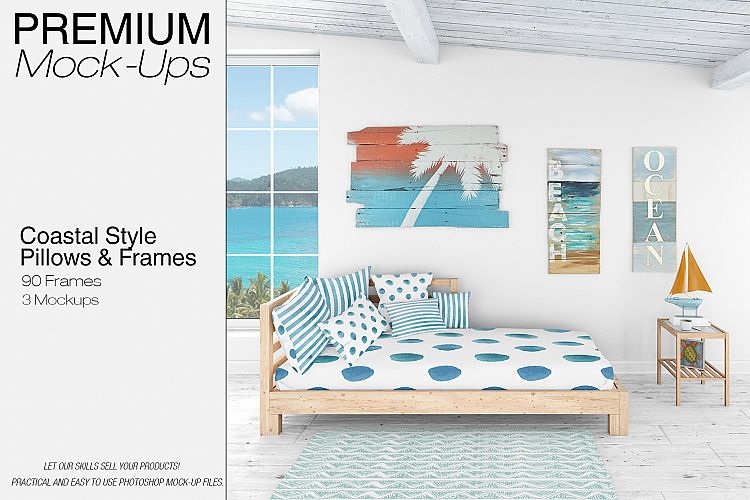 Pillows   Frames Set - Coastal Style