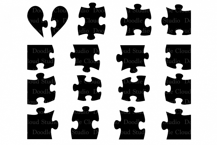 Jigsaw Puzzle svg, puzzle piece svg files for Silhouette Cameo and Cricut. Puzzle clipart PNG included, clipart PNG transparent