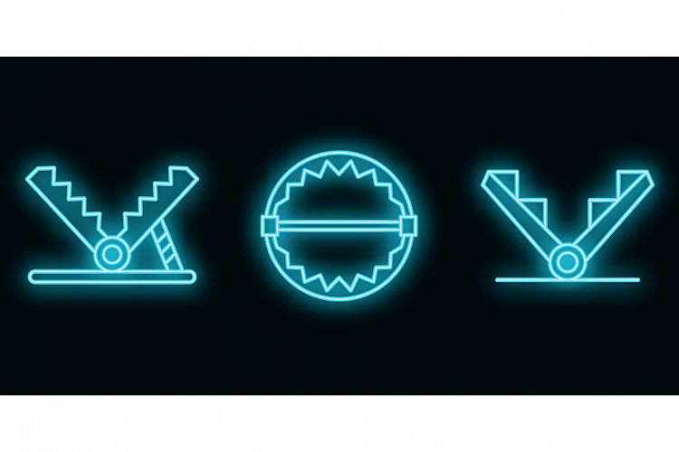 Trap icons set vector neon