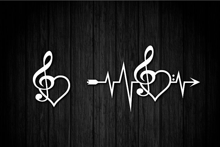 Music heart beat - SVG Cut Files - Vinyl Cutters, Screen Printing, Silhouette, Die Cut Machines, & More