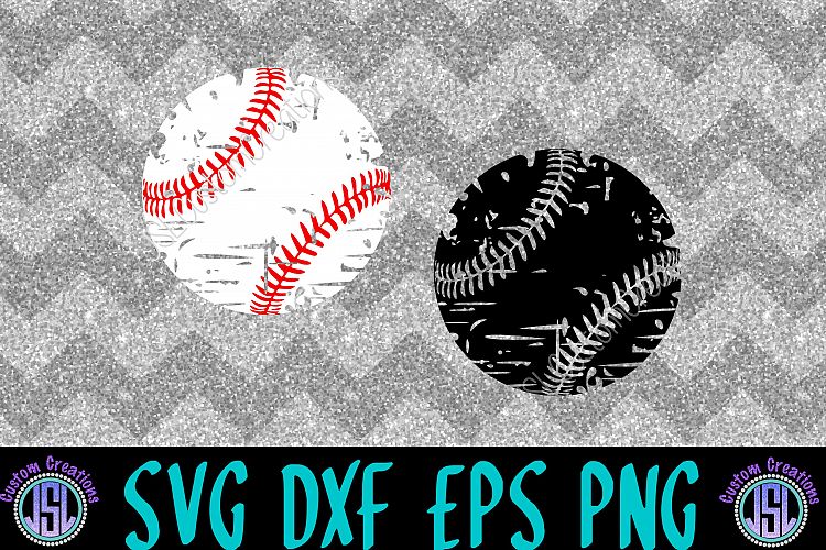 Distressed Baseball Set of 2 Bundle SVG EPS DXF PNG Digital Download