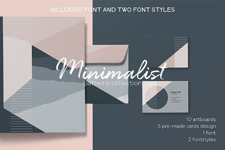 Minimalist pattern collection. Font included.
