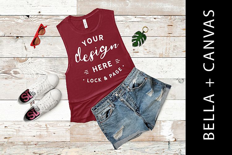 Bella Canvas 8803 Maroon Mockup Tank Top Vest Gym Apparel