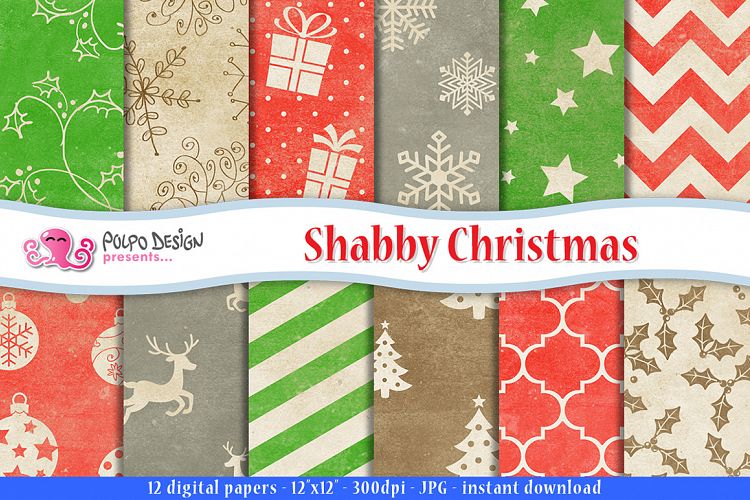 Shabby Christmas Digital Paper