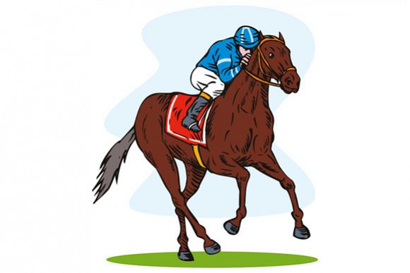 Horse and Jockey Racing Retro example image 1