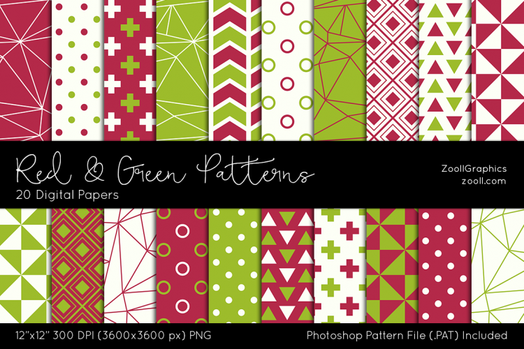Red And Green Digital Papers