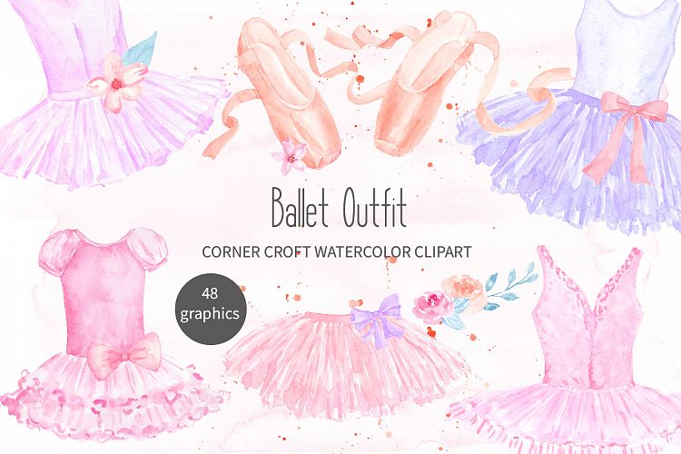 Watercolor Ballet Shoes, Ballet Dress, Tutu Illustration