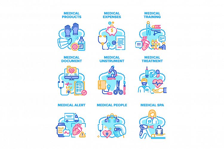 Medical Products Set Icons Vector Illustrations example image 1