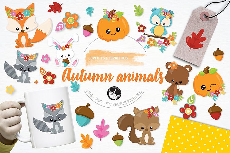 Auntumn Animals graphics and illustrations
