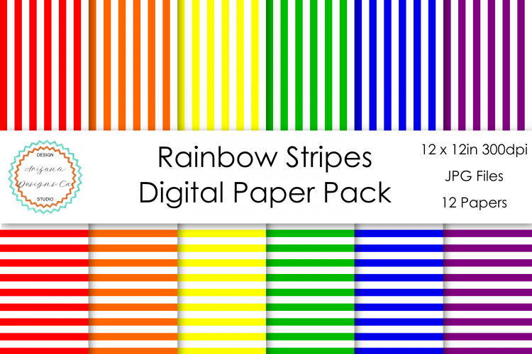 Rainbow Stripes Digital Paper Pack