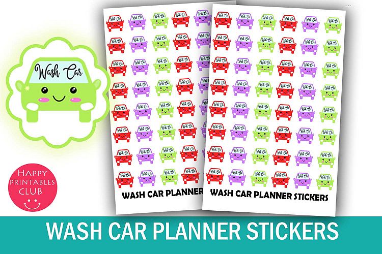 Wash Car Planner Stickers- Car Cleaning Planner Stickers