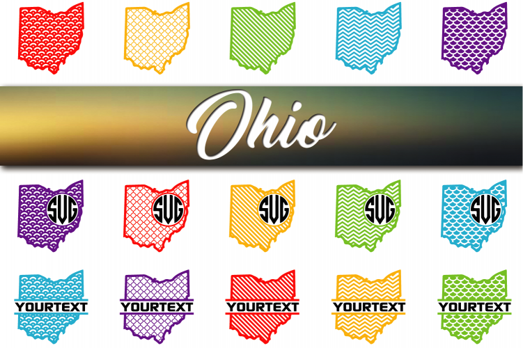 Ohio prints Bundle svg - Ohio monogram frames - Ohio designs svg - ohio cut files - ohio outline svg - Cricut files - Silhouette files