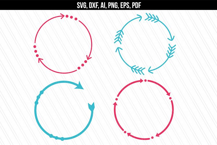 Circular arrow monogram frames svg dxf cutting files