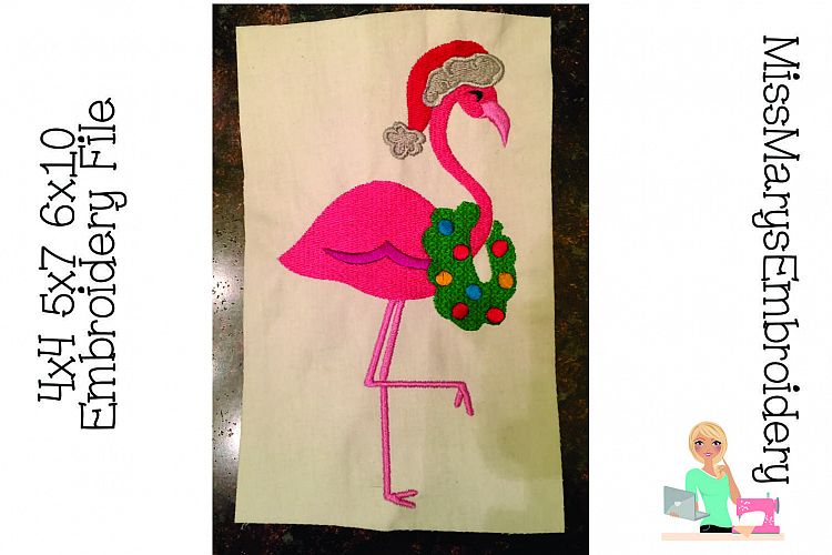 Christmas Flamingo Embroidery