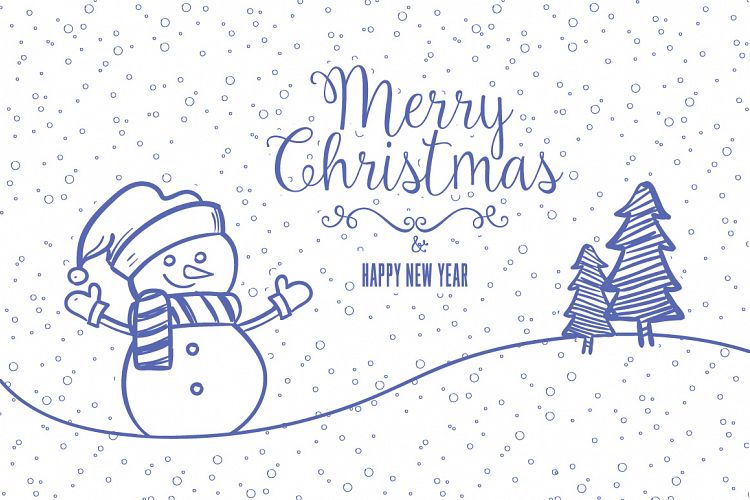 Christmas greeting card hand drawing vector
