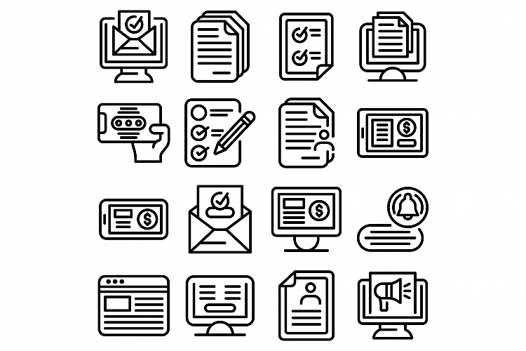 Subscription icons set, outline style example image 1
