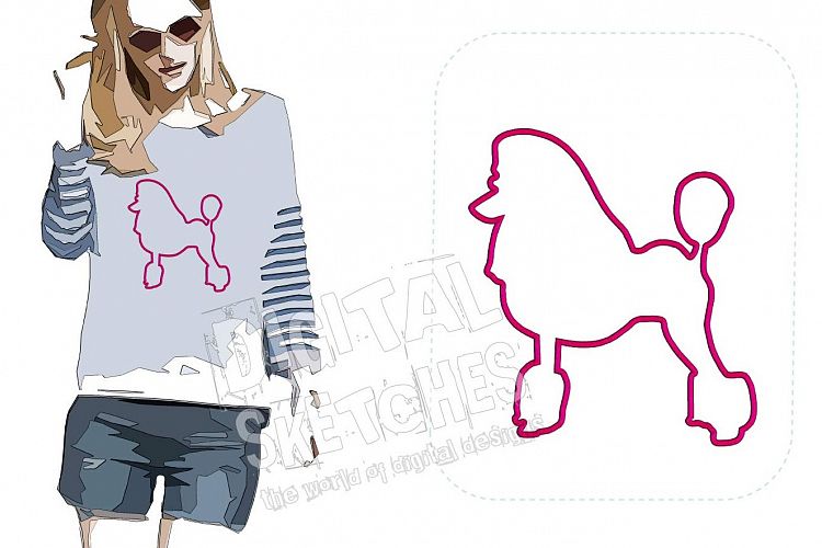 Poodle Applique Machine Embroidery Design Dog 4 Sizes