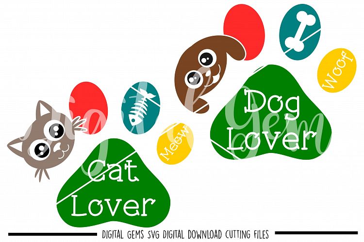 Cat and Dog lover SVG / PNG / EPS / DXF files