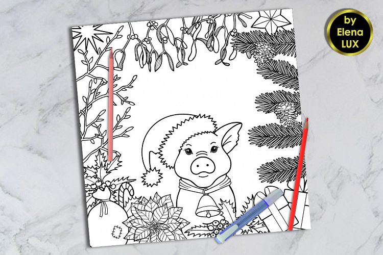 New Year 2019 Coloring Card