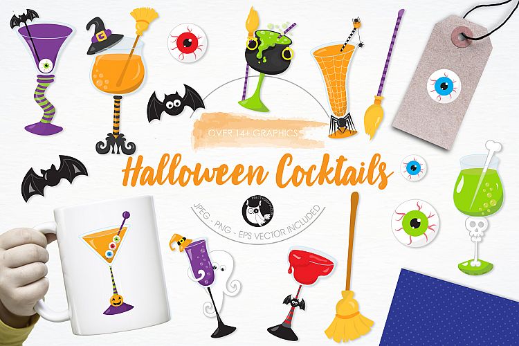 Halloween Cocktails graphics and illustrations