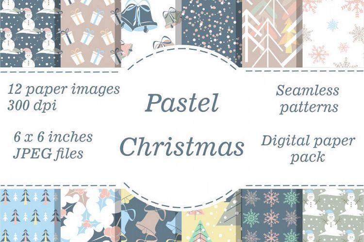 Pastel Christmas Digital Papers
