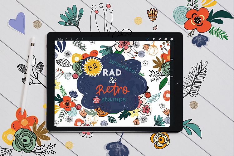 Rad and Retro Floral Stamp Brushes for Procreate