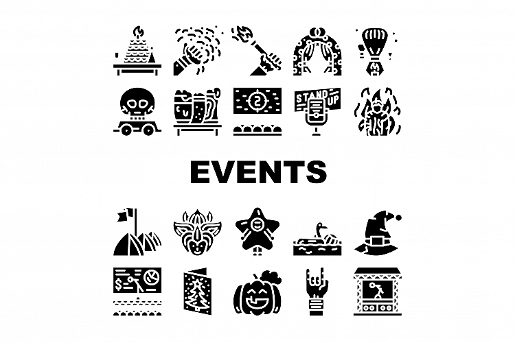 Events And Festival Collection Icons Set Vector example image 1