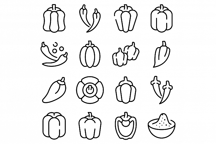 Paprica icons set, outline style example image 1