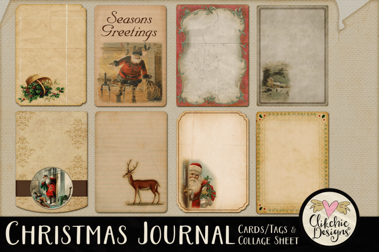 Printable Christmas Tags - Vintage Christmas Journal Cards