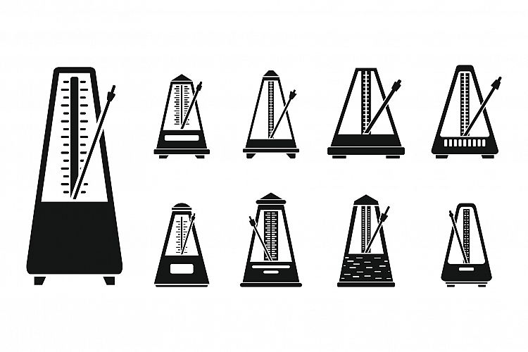 Classic metronome icons set, simple style example image 1