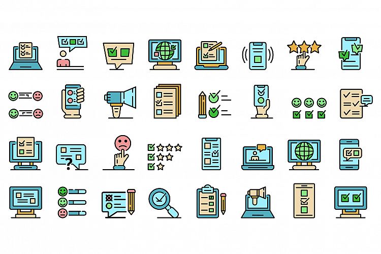 Online survey icons vector flat example image 1