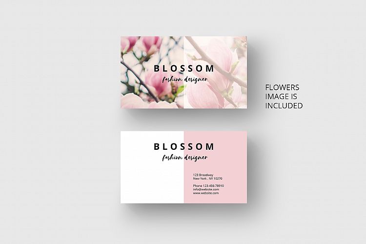 Business card template with flowers – vintage style