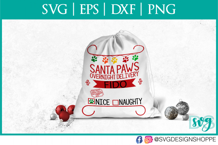 Santa Paws Santa Sack, Svg, Santa, Dog, Christmas