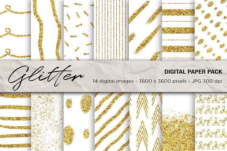 Gold Glitter Geometric Digital Paper, Glitter Digital Papers