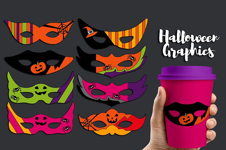 Halloween masks clipart graphics and illustrations