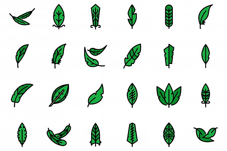 Feathers icons set vector flat example image 1