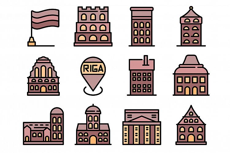 Riga icons vector flat example image 1