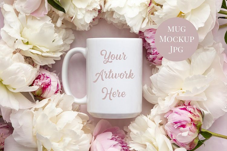 15oz Mug Mockup - peonies