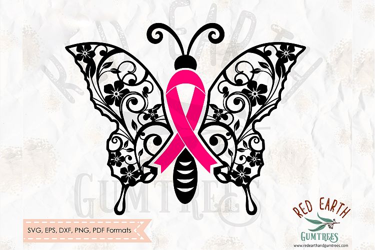 Download Butterfly Cancer ribbon in SVG, DXF, PNG, EPS, PDF format ...