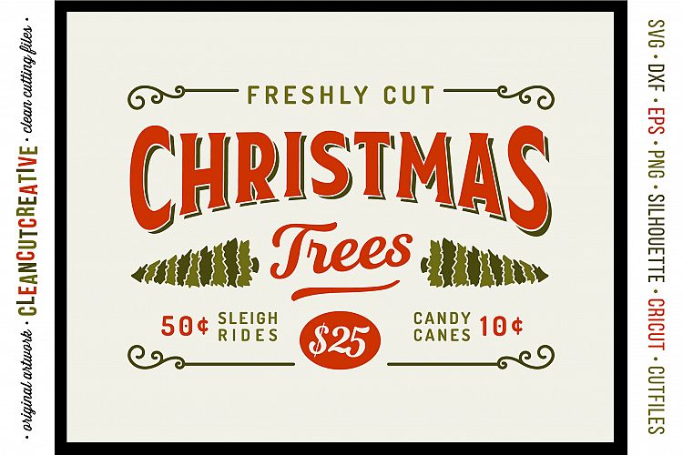 Freshly Cut Christmas Trees! - Rustic Farm Wood Sign - SVG DXF EPS PNG - Cricut & Silhouette - clean cutting files