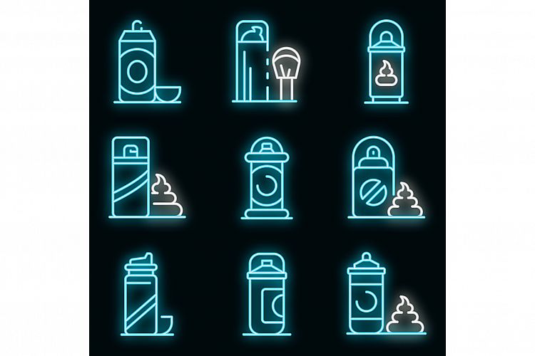 Shaving foam icons set vector neon example image 1