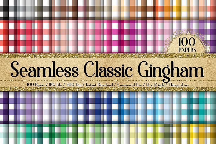 100 Seamless Classic Gingham Printable Pattern Digital Paper