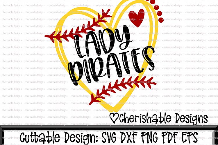 Baseball Svg, Softball Svg, Lady Pirates Baseball Cutting file, heart frame baseball, dxf pattern, svg pattern, Cricut instant download