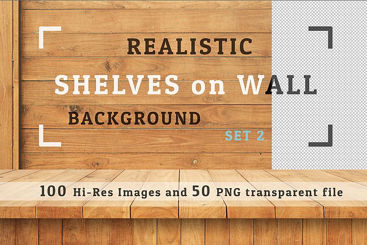 100 Realistic Shelves on Wall. Set 2