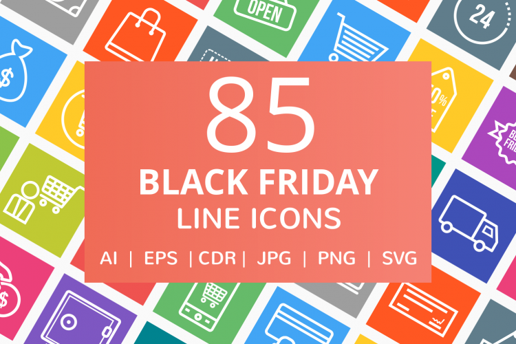 85 Black Friday Line Multicolor B/G Icons